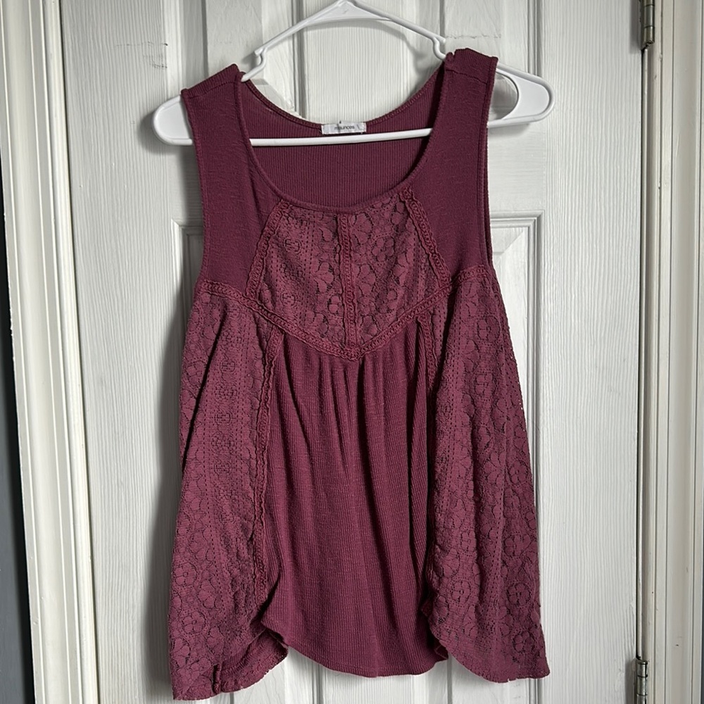 Maurices Red Tank Top with Elegant Lace Accents